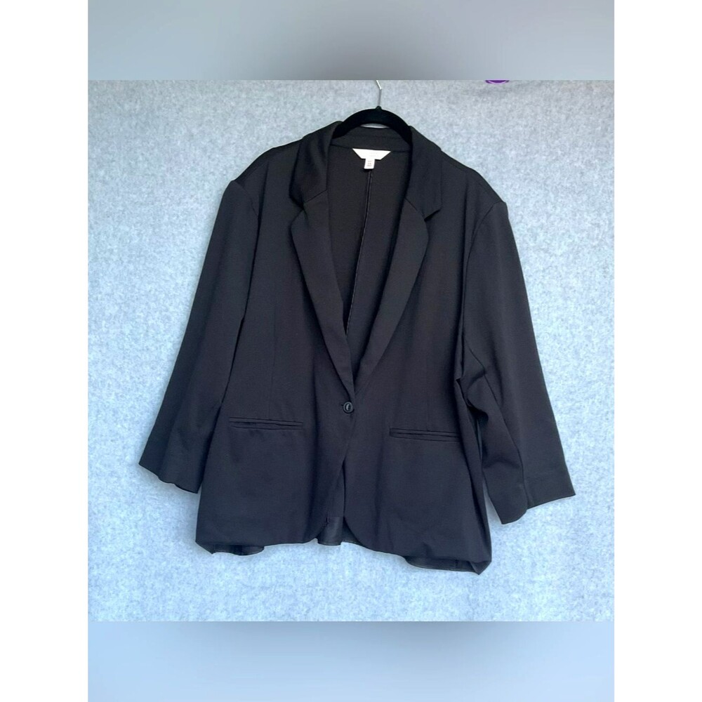 LC Lauren Conrad Black Minimalist Career Blazer 2X Plus Size Knit Professional